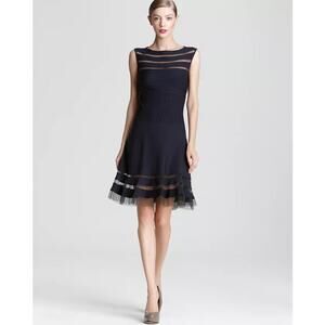 Tadashi Shoji Women's Shoji Flip Hem Mesh Illusion Mini Dress Cocktail Party LBD